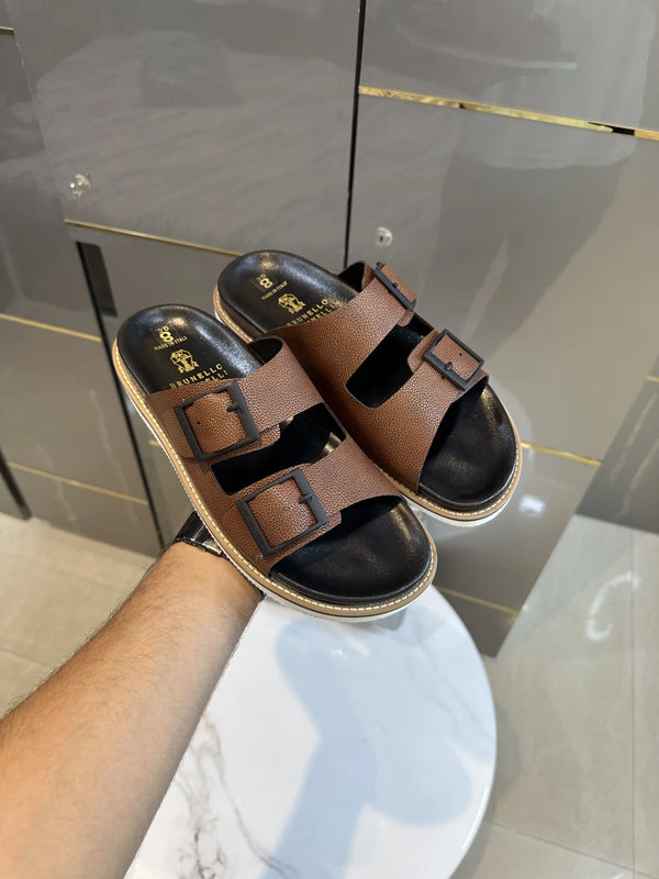 Brunello_Cucinelli Tan Slide For Men