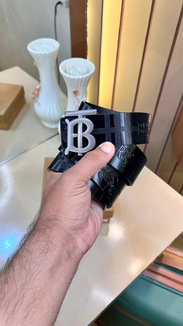 BB BURBERRY PREMIUM QUALITY IMP EMBOSSED LEATHER BELTS WITH OG BOX BB-609