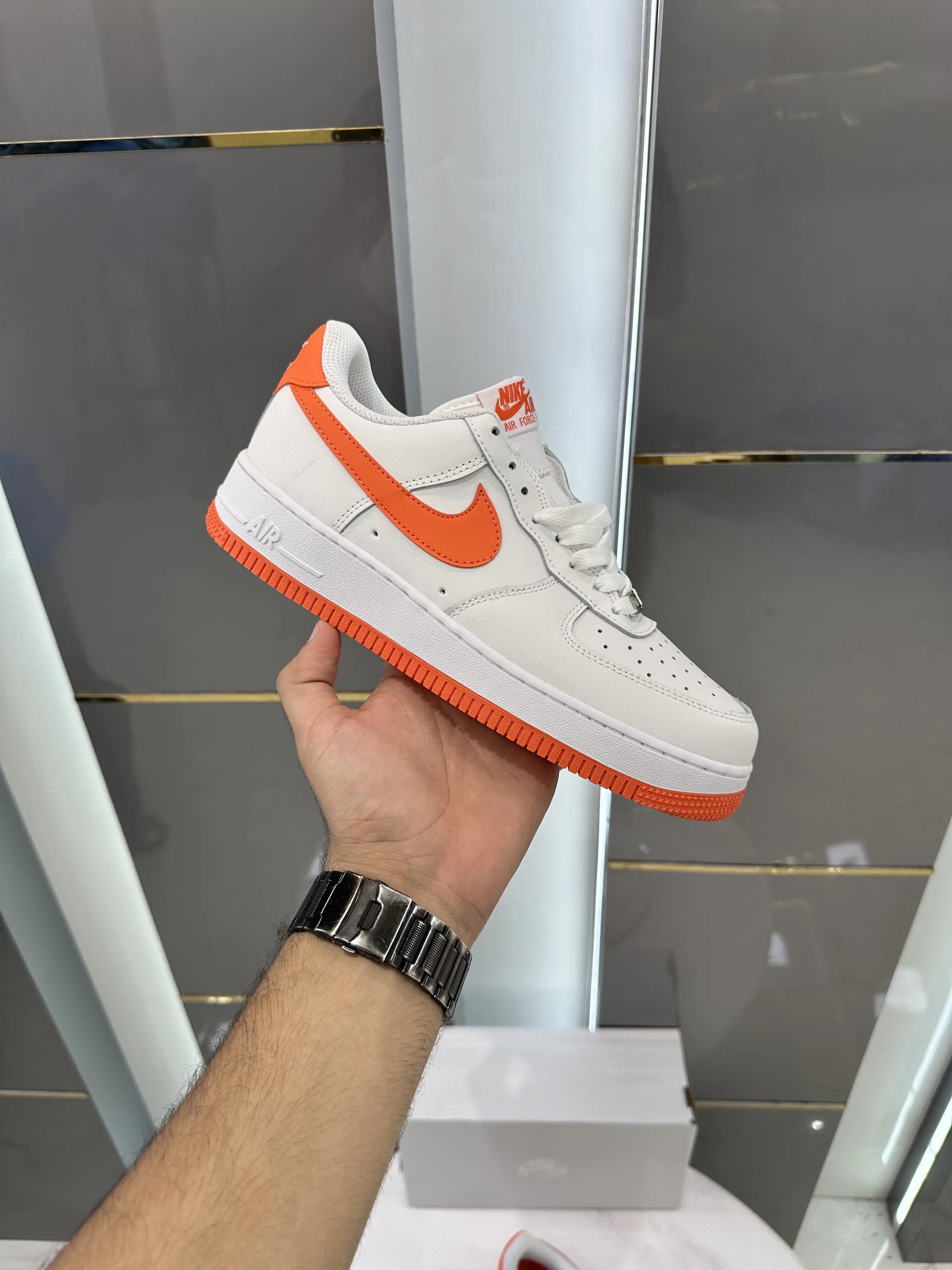 Nike_Airforce 1 Low 07 White Safety Orange Sneakers