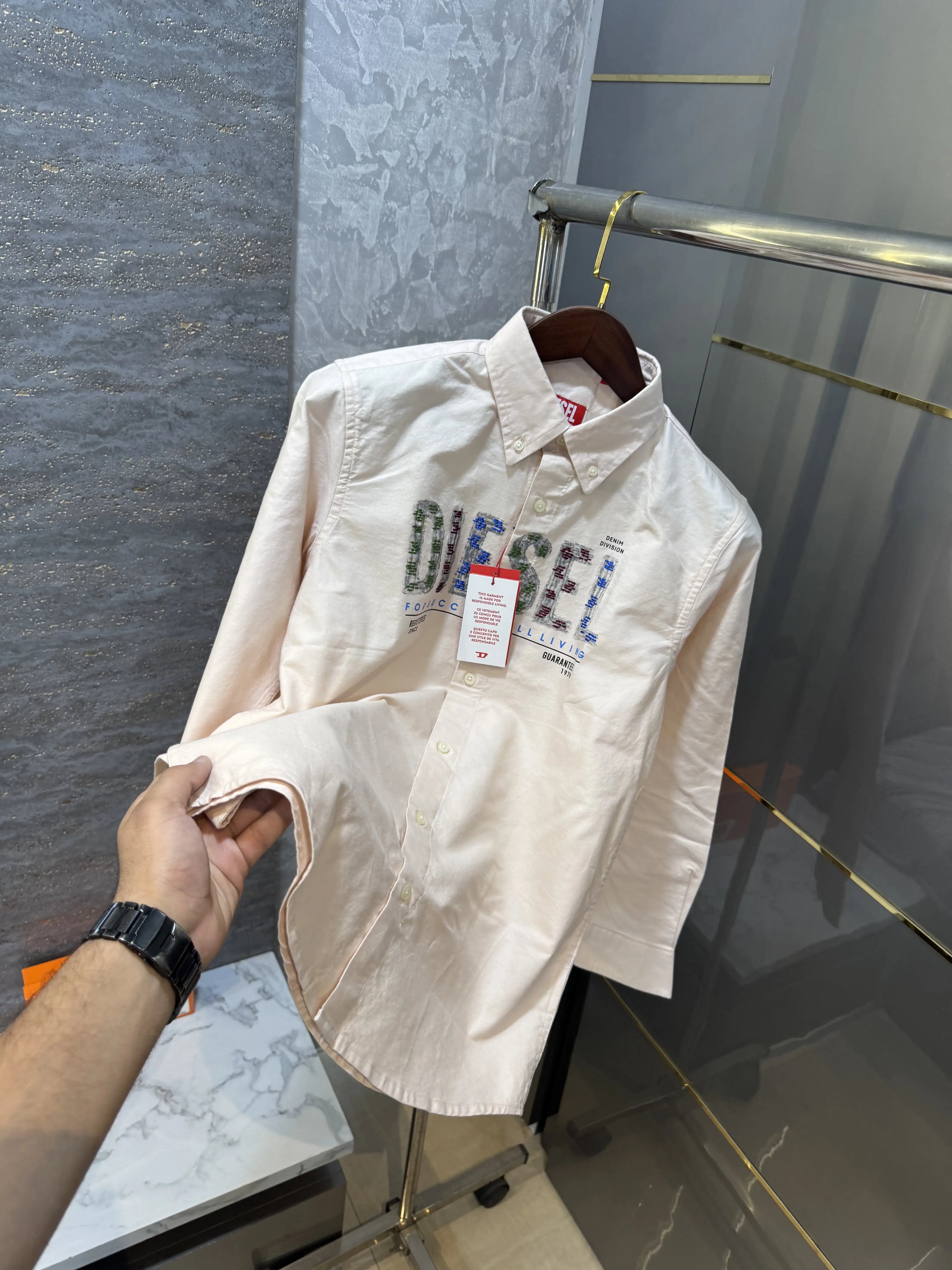 Diesel Cream Logo Work Premium Shirt