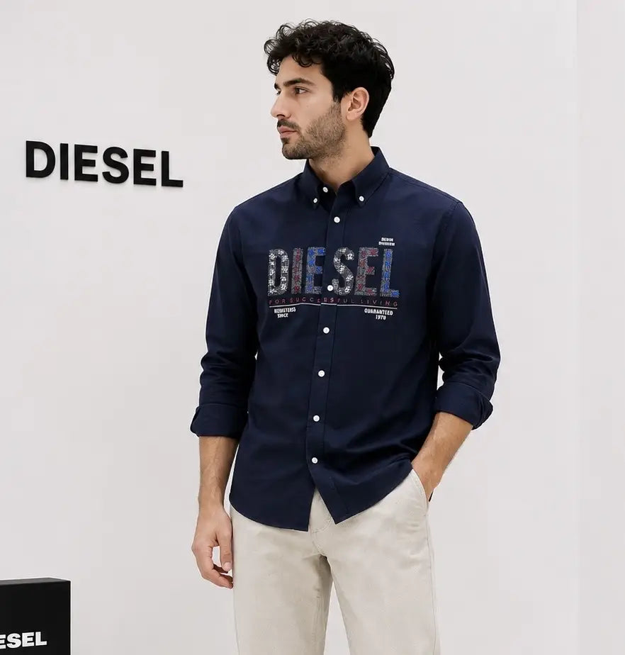 Diesel Navy Blue Logo Work Premium Shirt