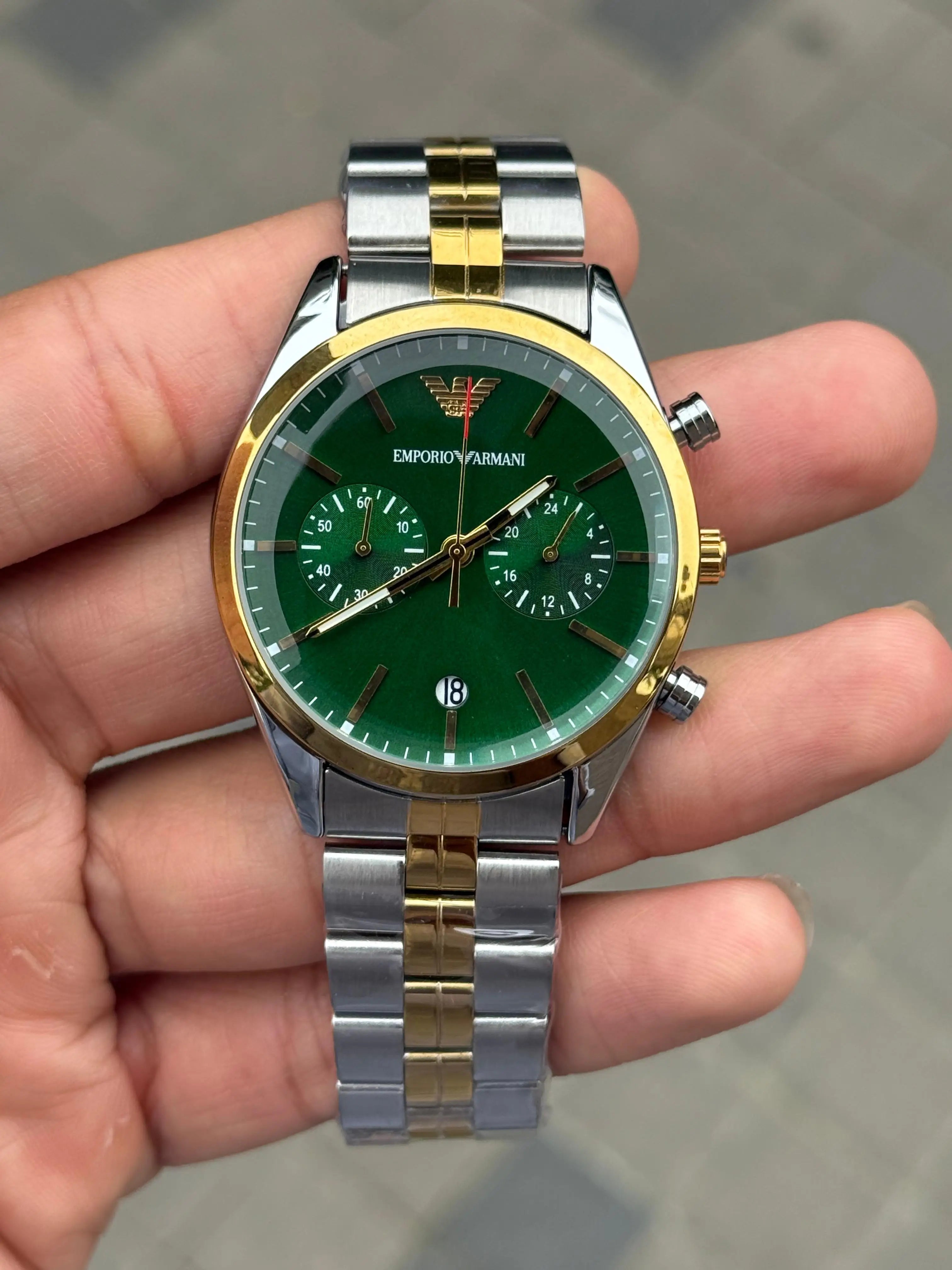 Emporio Arman_i Chronograph Two Tone Green Dial