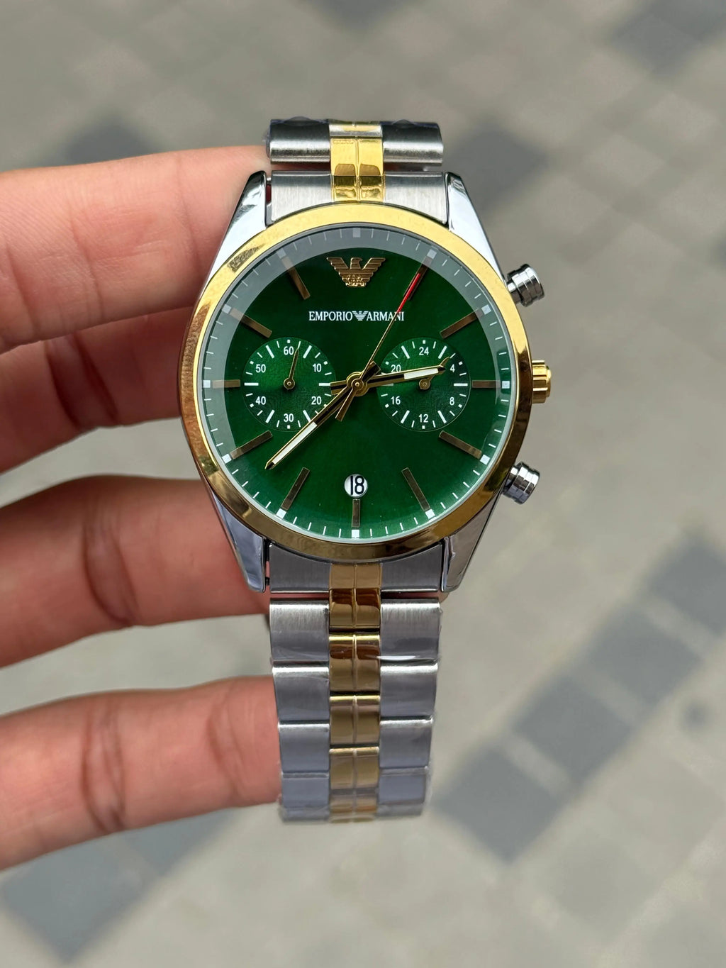Emporio Arman_i Chronograph Two Tone Green Dial