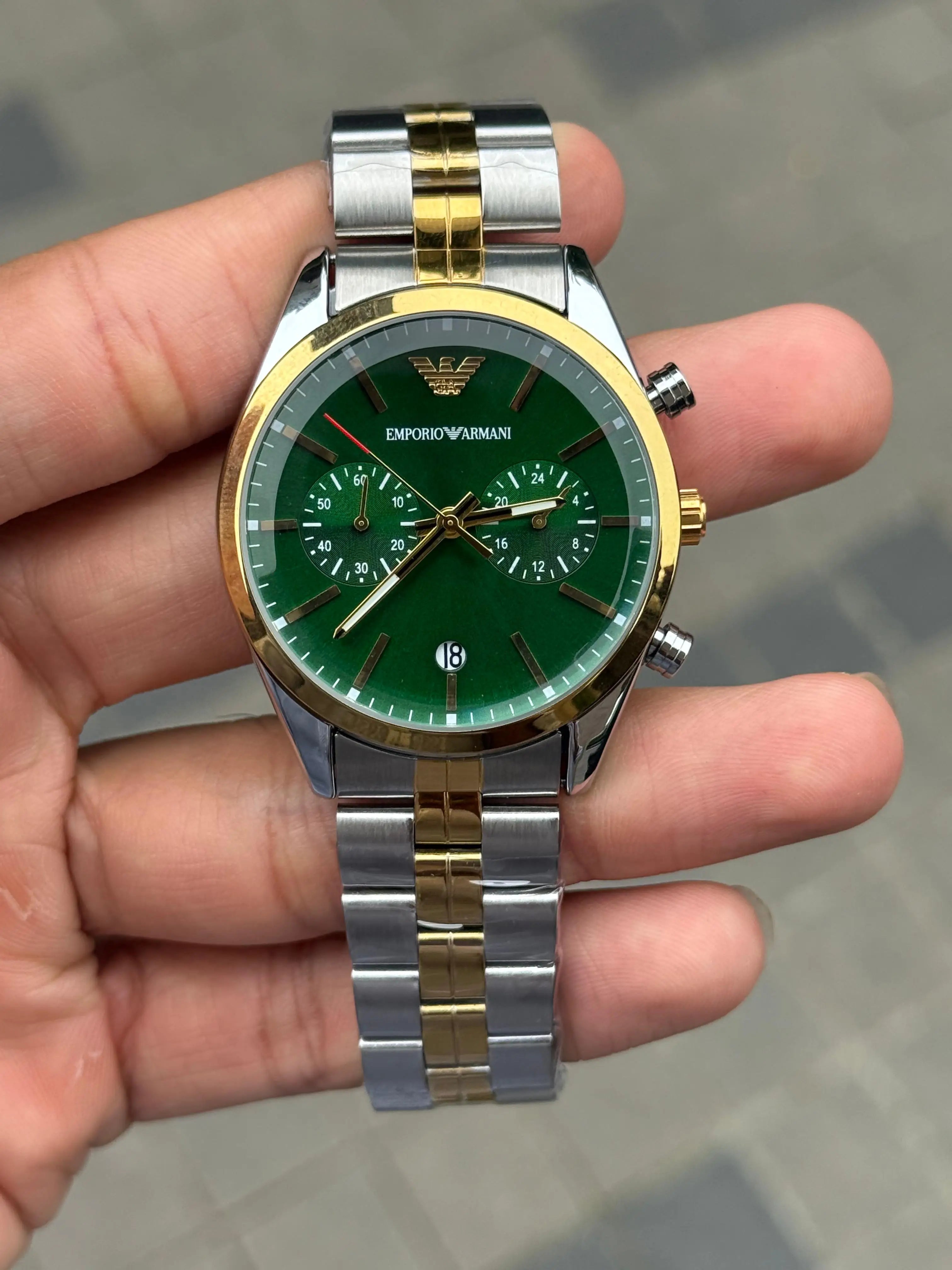 Emporio Arman_i Chronograph Two Tone Green Dial