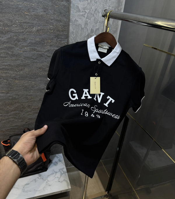 Gant Black Logo Work Premium Polo T-shirt