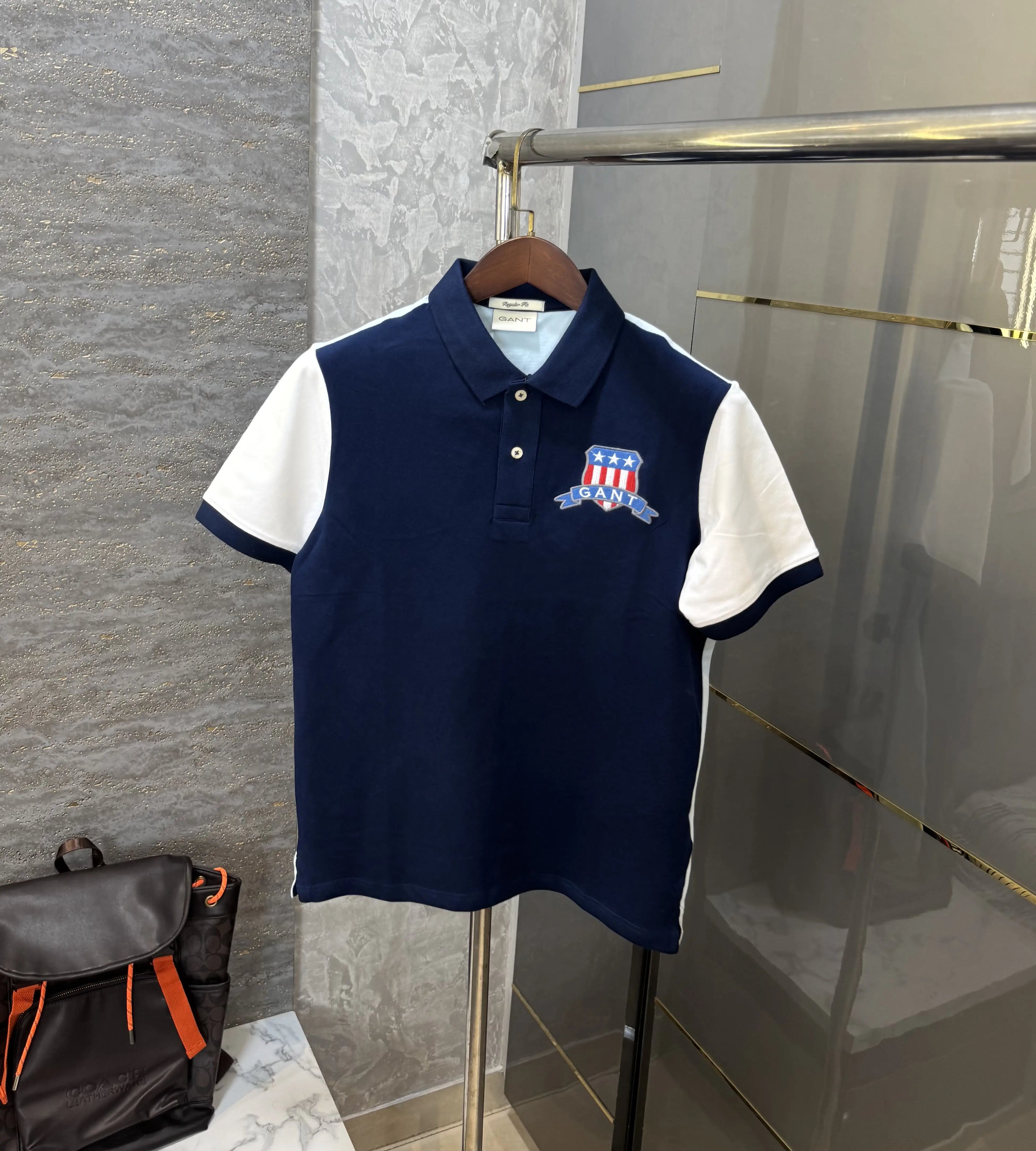 Gant Navy Blue Logo Work Premium Polo T-shirt