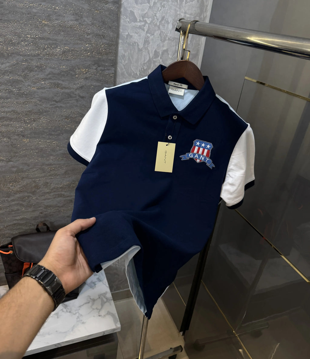 Gant Navy Blue Logo Work Premium Polo T-shirt