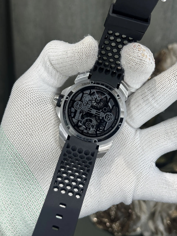Jacob&Co. Sher E Punjab Silver Black Premium Quartz Watch