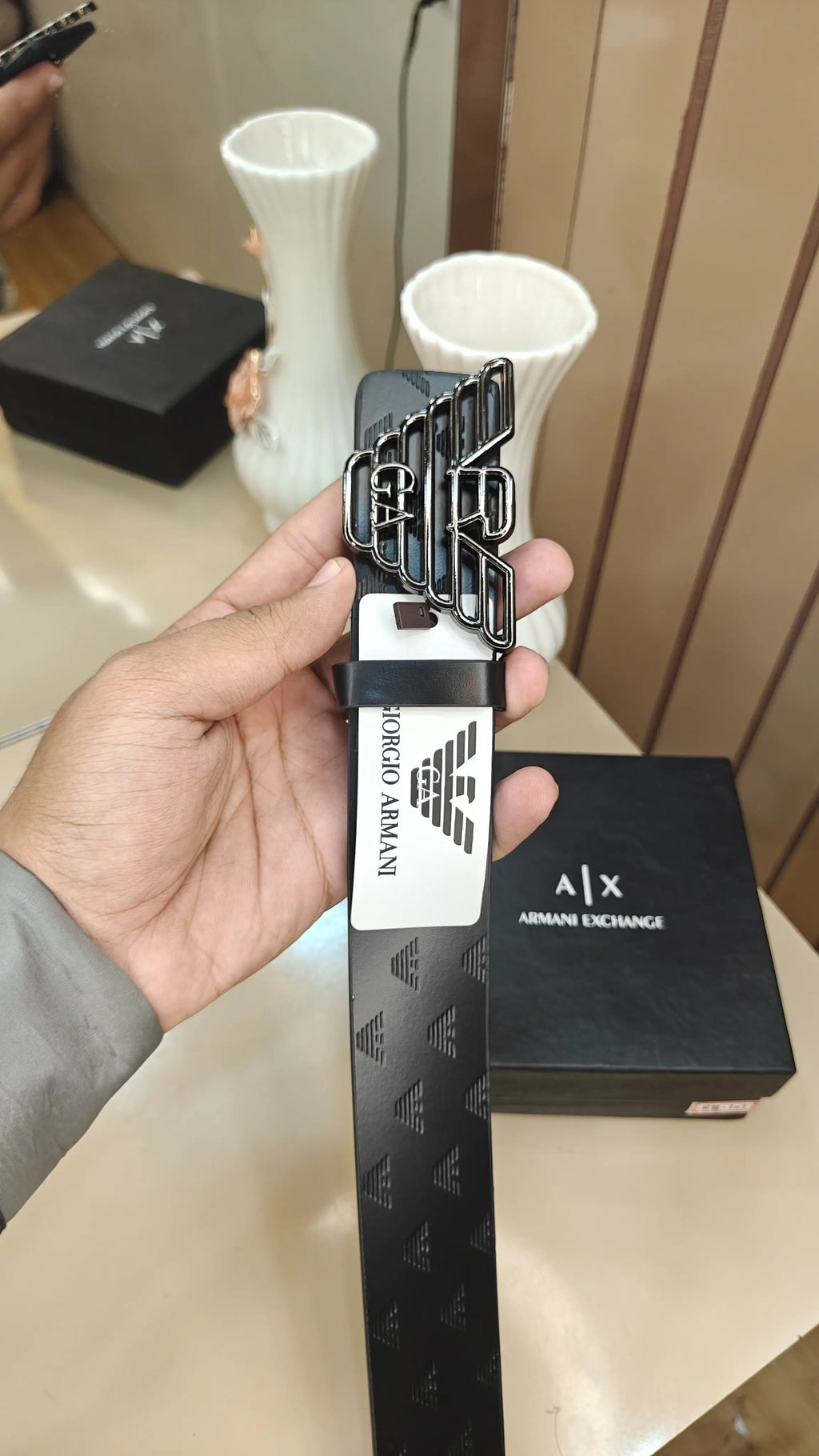 Ax.. ARMAN_I EXCHANGE PREMIUM QUALITY IMPORTED EMbOSSED LEATHER BELT WITH OG BOX AX-509