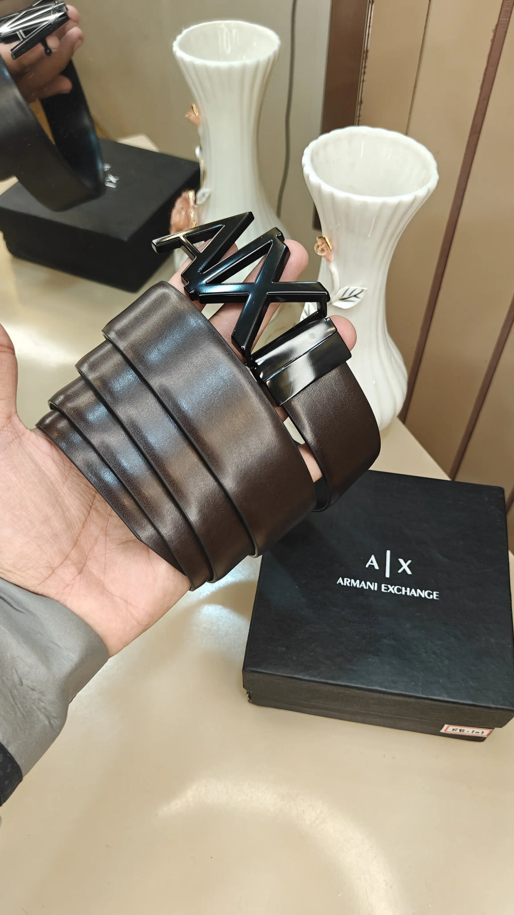 AX ARMANI EXCHANGE PREMIUM QUALITY REVERSEABLE BELT WITH OG BOX AX-522
