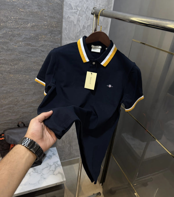 Gant Navy Blue Logo Work Premium Polo T-shirt