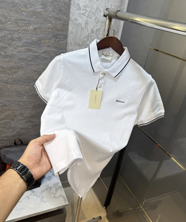 Gant White Logo Work Premium Polo T-shirt
