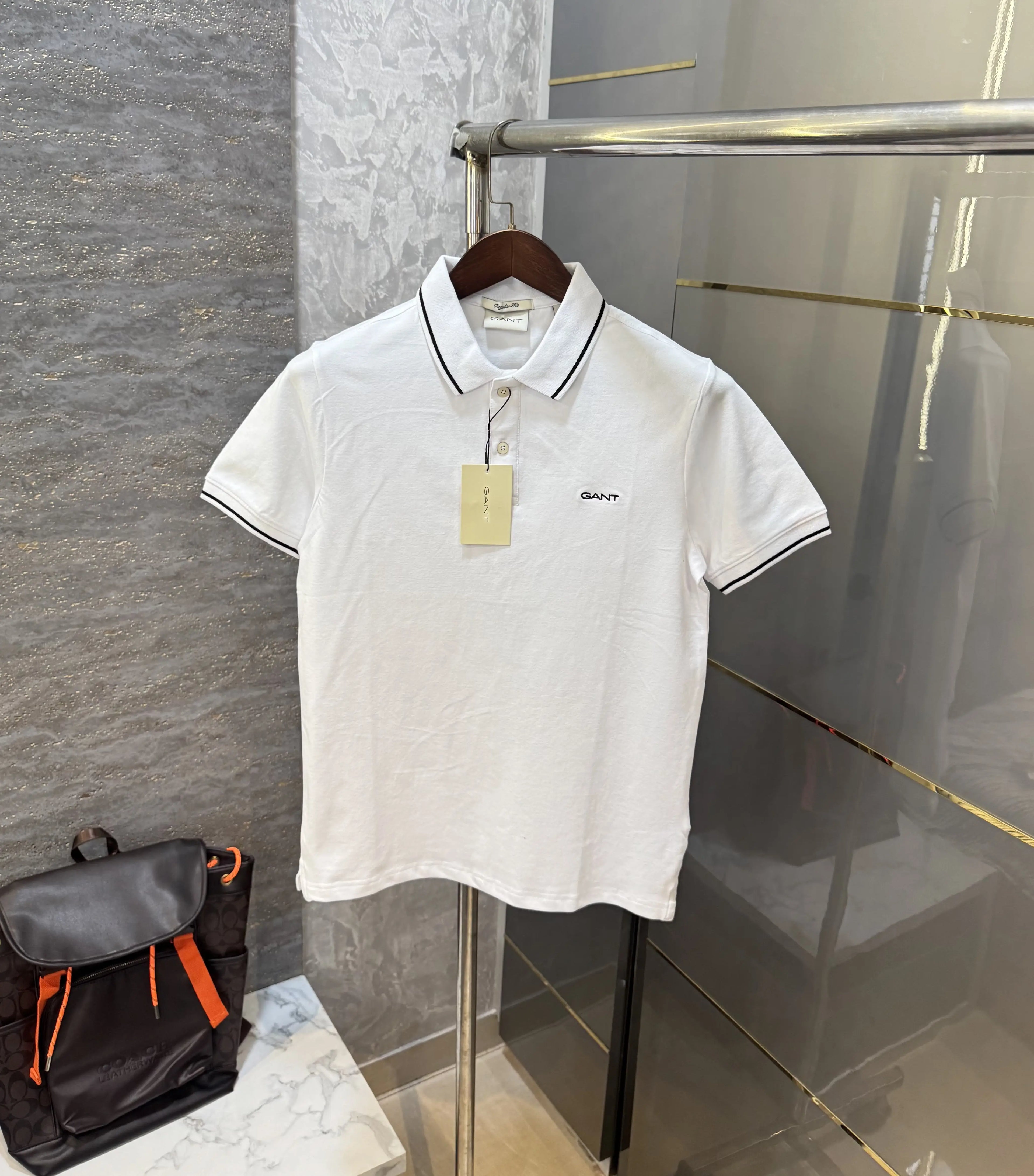 Gant White Logo Work Premium Polo T-shirt