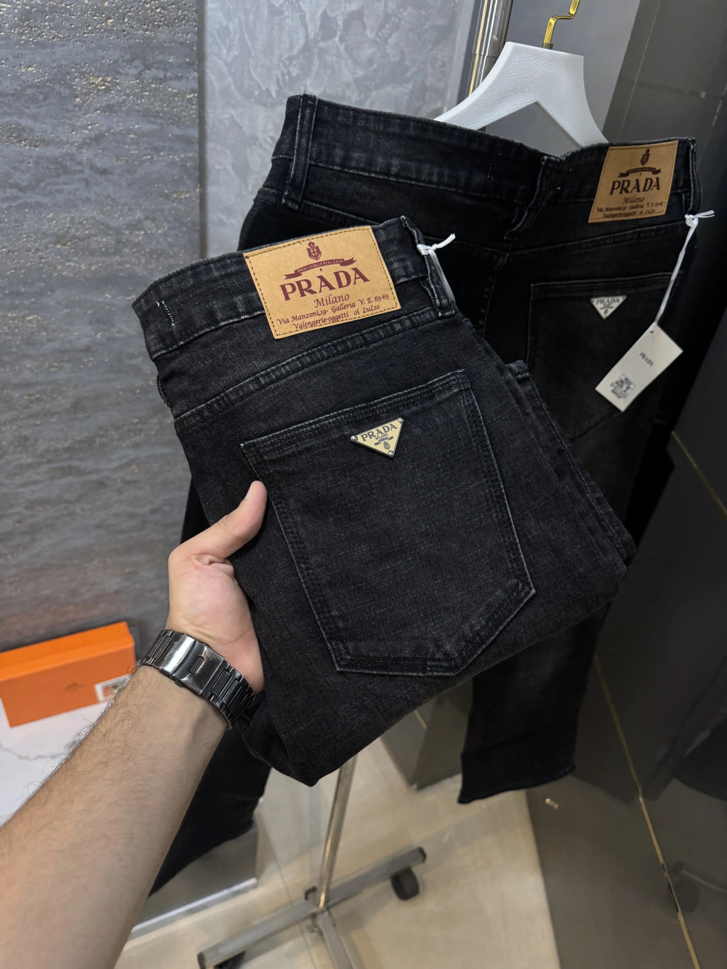 Prad a Milano Carbon Shade Imported Denim