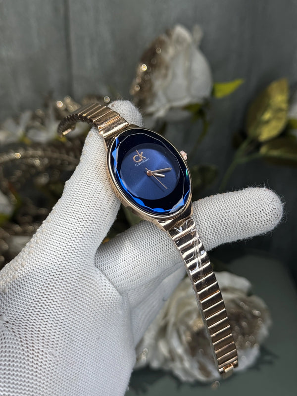Calvin Klei n Oval Copper Blue Premium Watch