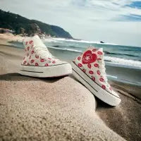 Converse Chuck Taylor Red Lip Heart Embroidery  7A Premium Sneakers