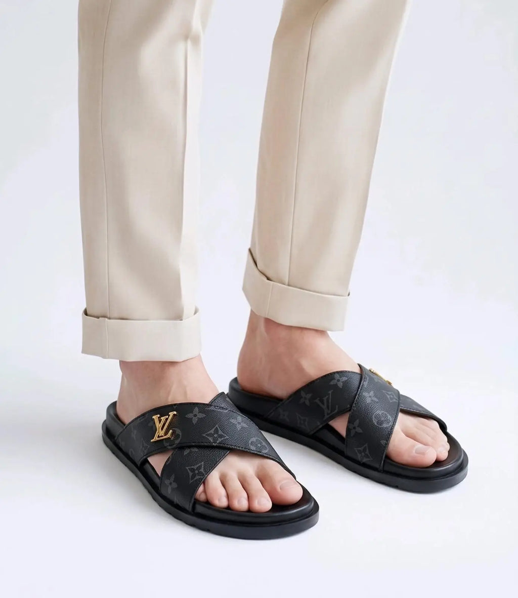 Louis_Vuitoon Criss Cross Black Slide