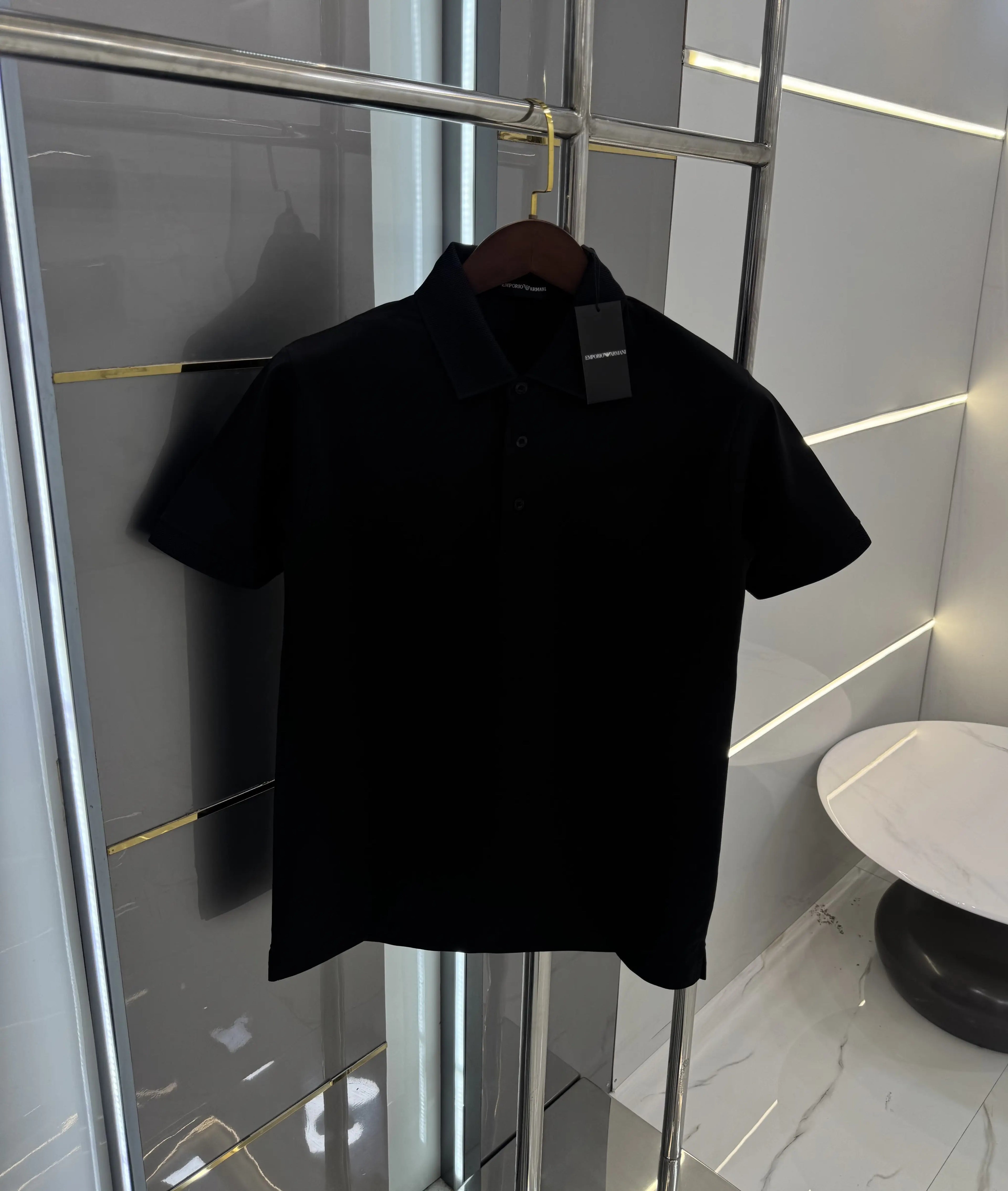 Emporio Arman i Black Logo Work Premium Polo T-shirt