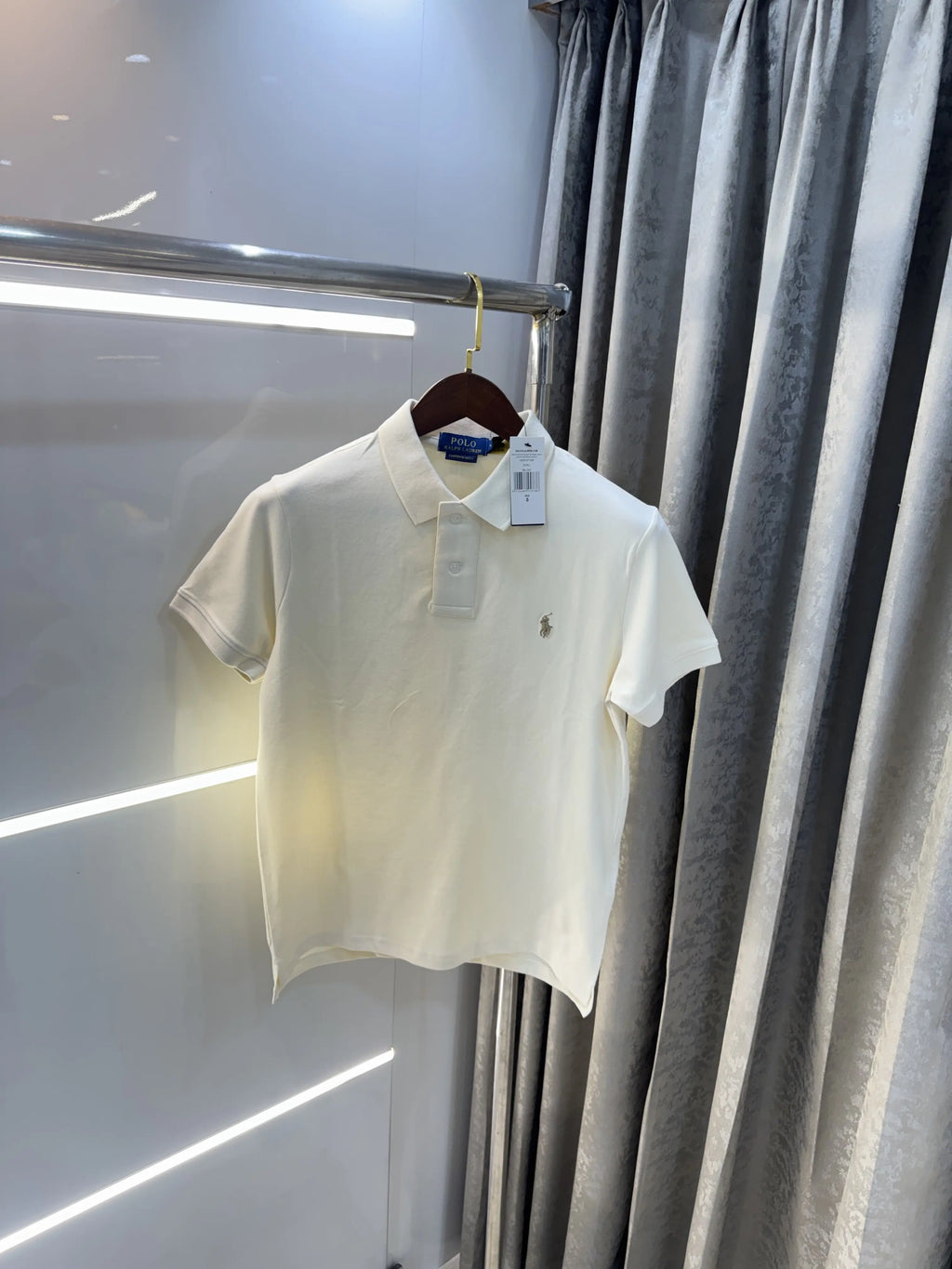 Ralph Lauren Cream Embroidery Logo Premium Classic Polo T-Shirt