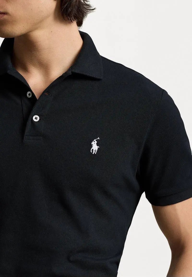 Ralph Lauren Black Embroidery Logo Premium Classic Polo T-Shirt