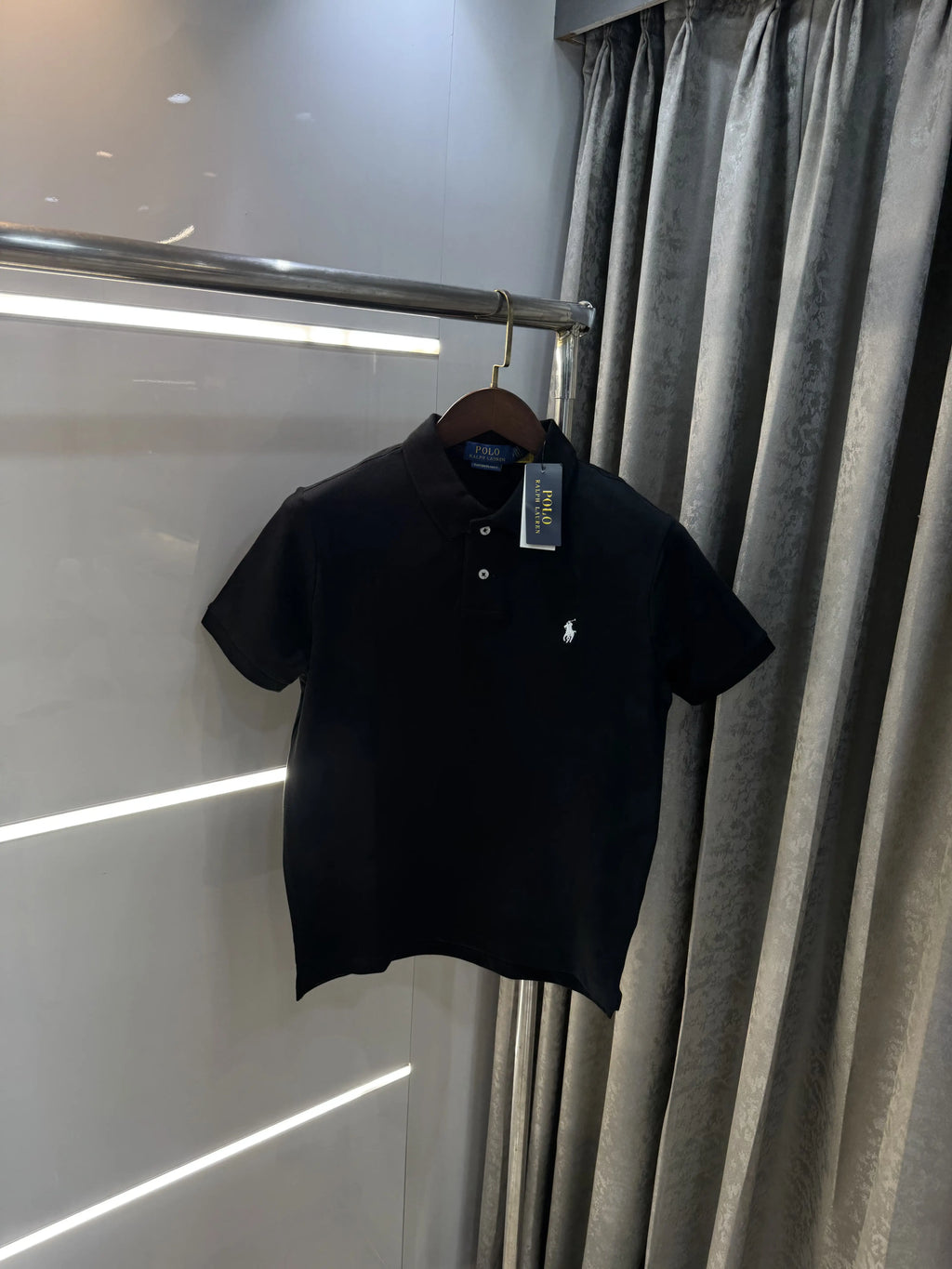 Ralph Lauren Black Embroidery Logo Premium Classic Polo T-Shirt