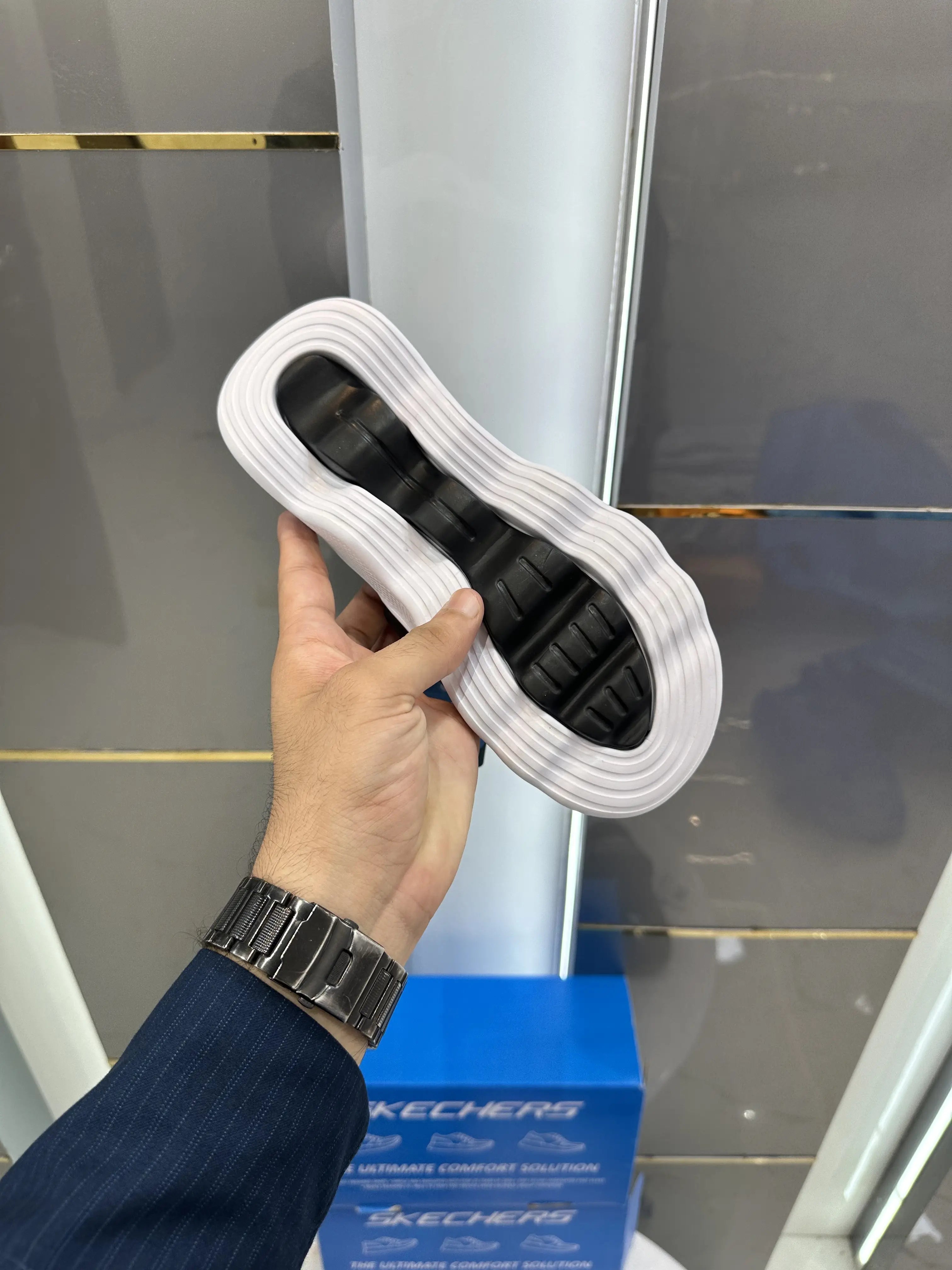 Skechers_Massage Fit Black White Premium Slide With Box Secondary image