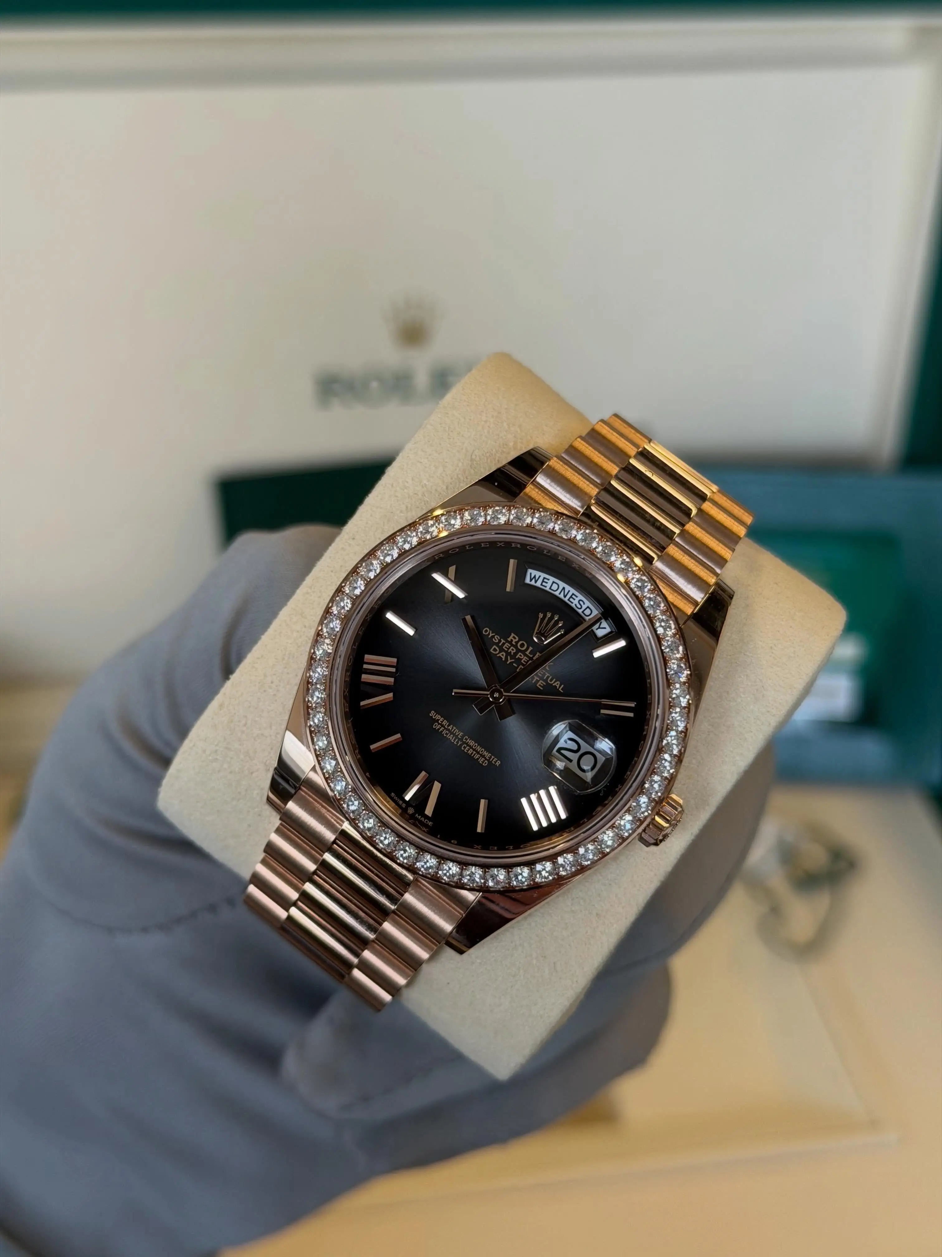 Rolex Day Date Diamond Rosegold Black