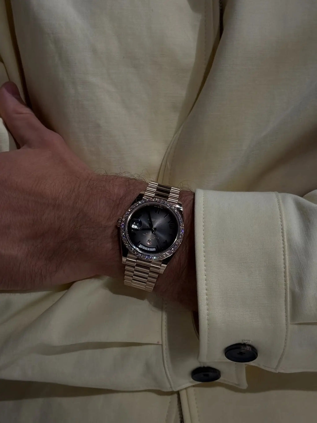 Rolex Day Date Diamond Rosegold Black
