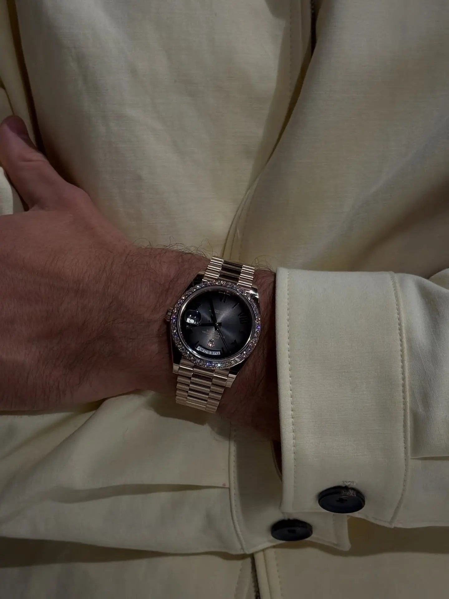 Rolex Day Date Diamond Rosegold Black