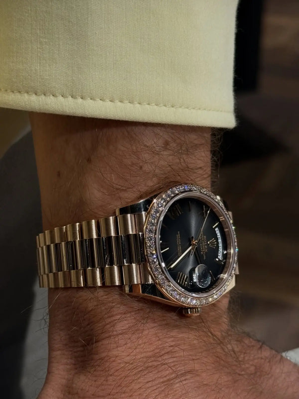 Rolex Day Date Diamond Rosegold Black