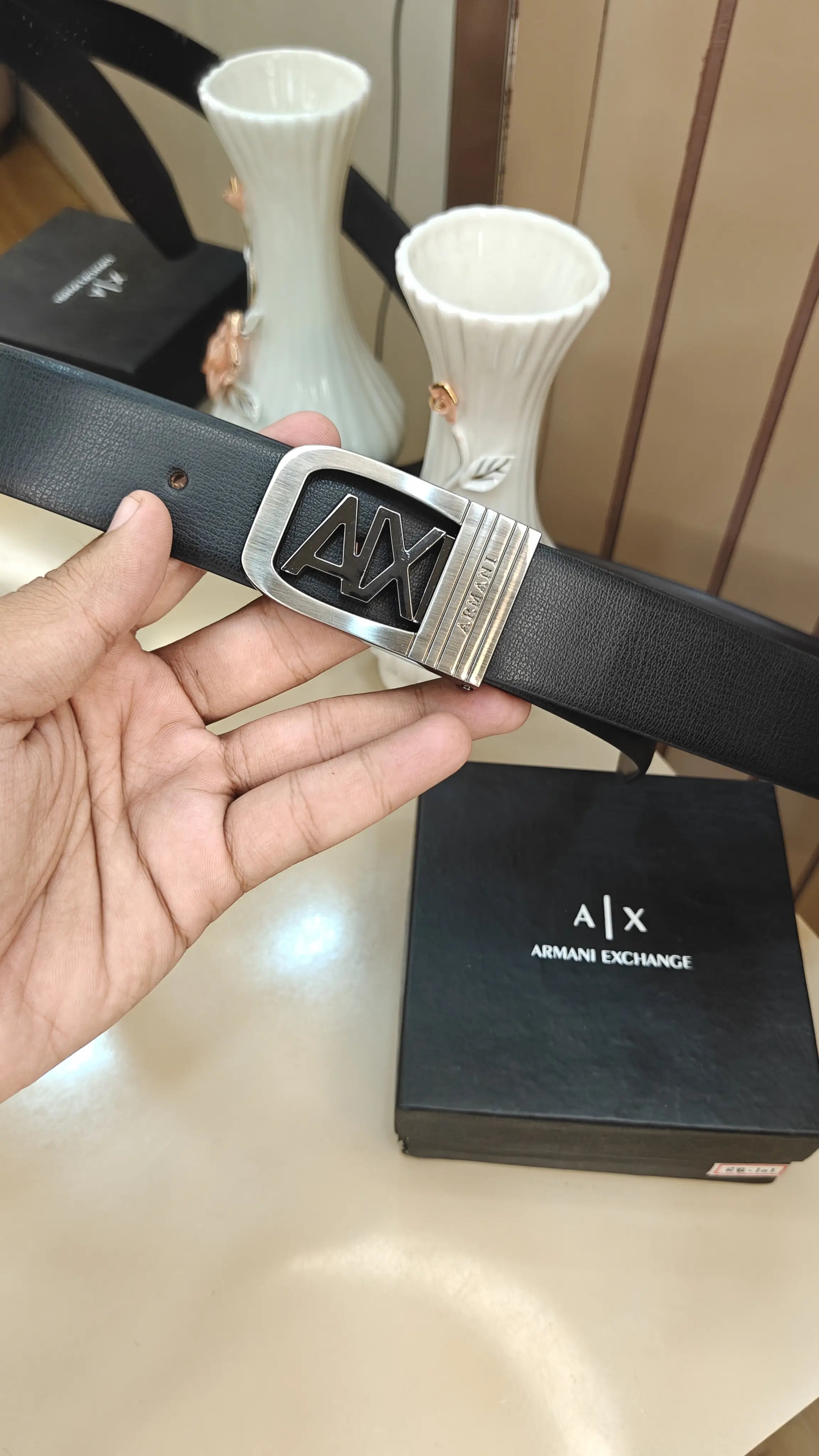 AX@RmANi EX.CHANGE PREMIUM QUALITY IMPORTED REVERSIBLE BELT WITH OG BOX AX-505 Secondary image