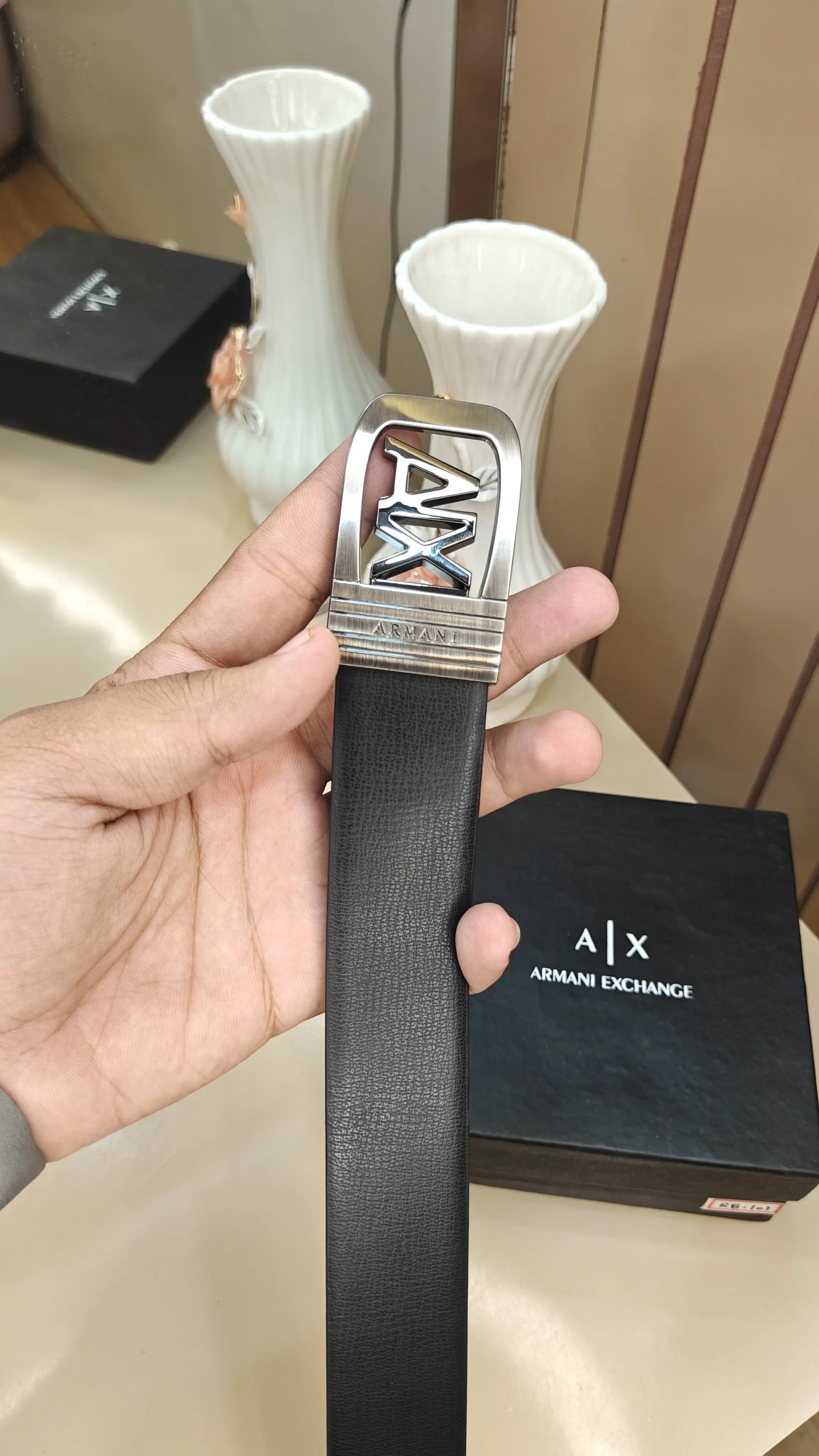 AX@RmANi EX.CHANGE PREMIUM QUALITY IMPORTED REVERSIBLE BELT WITH OG BOX AX-505