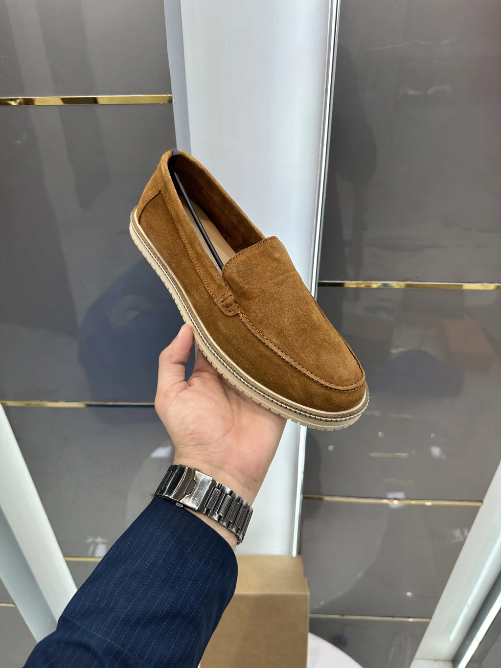 Zara_Tan Premium Suede Leather Formal Loafers