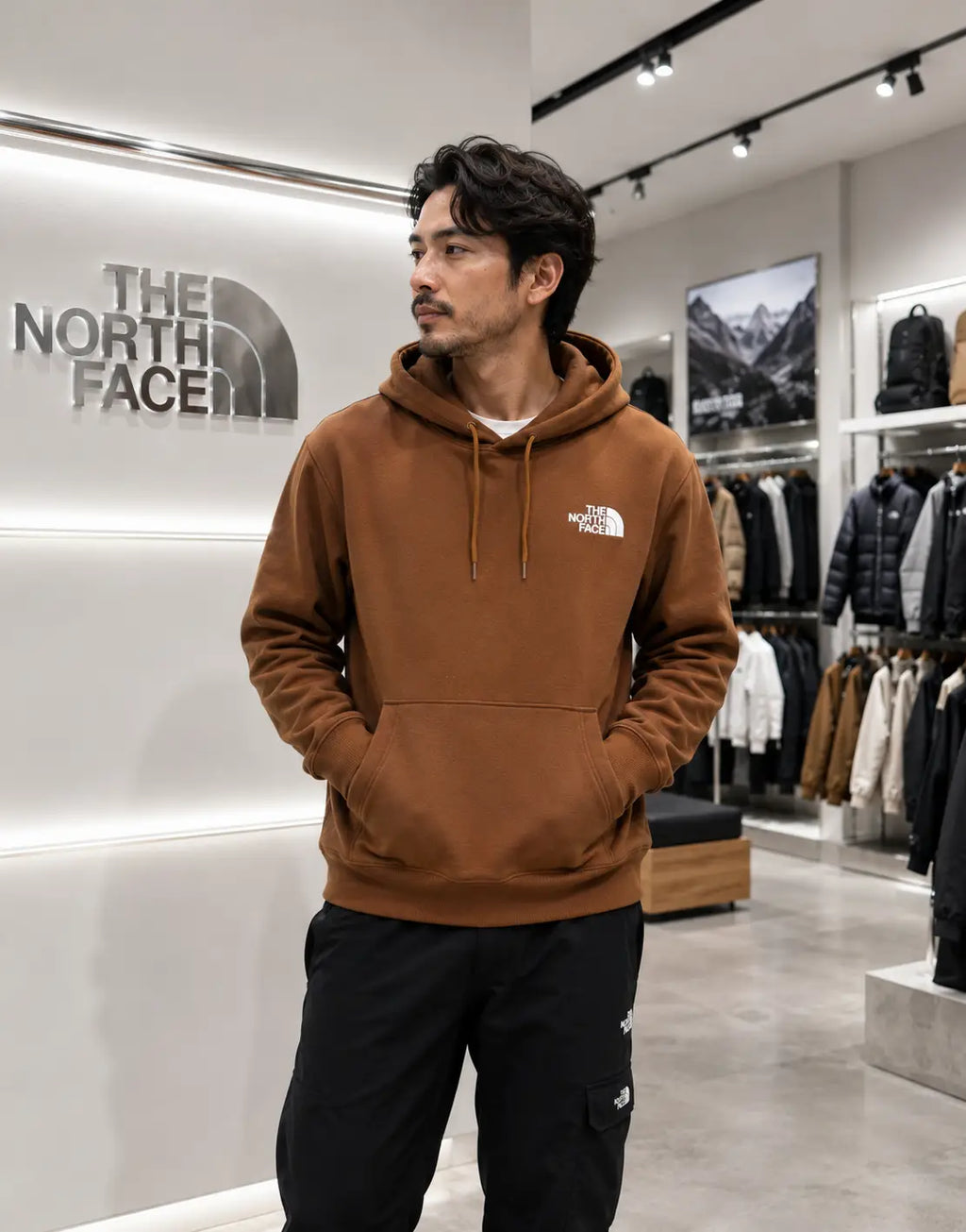The  North Face Brown Printed Imported Hoodie