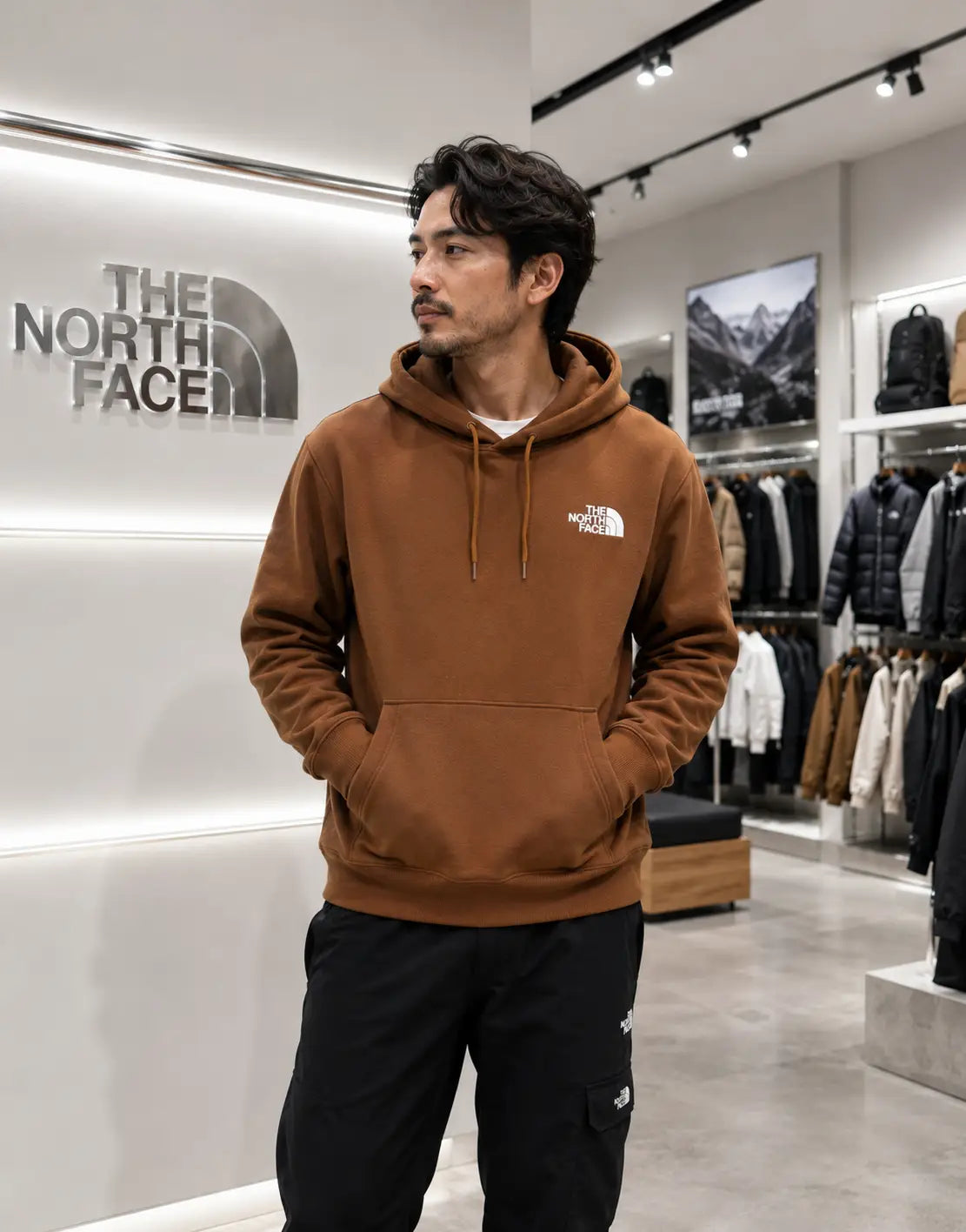 The  North Face Brown Printed Imported Hoodie