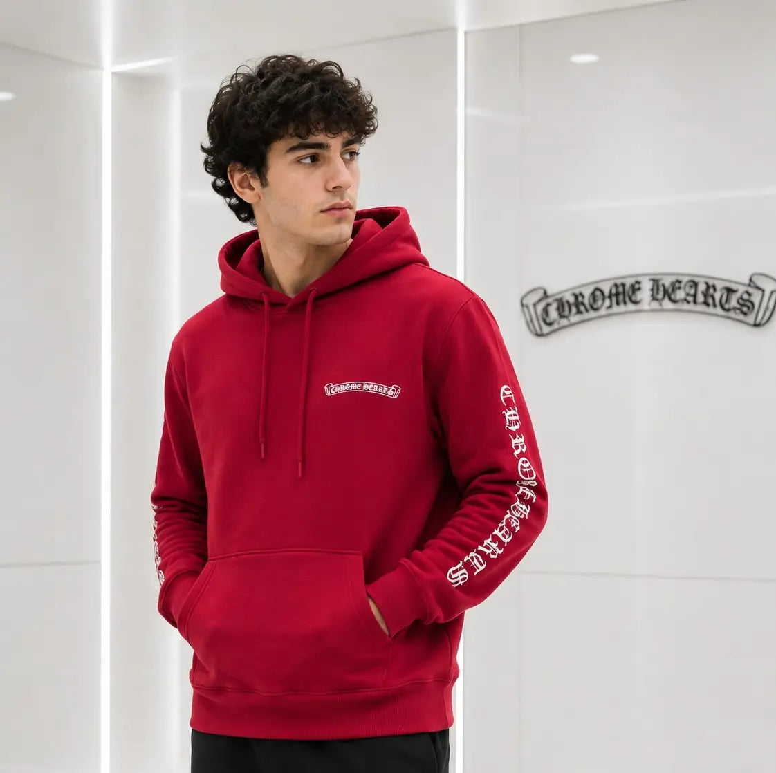 Chrome  Hearts Red Back Print Imported Hoodie Main image