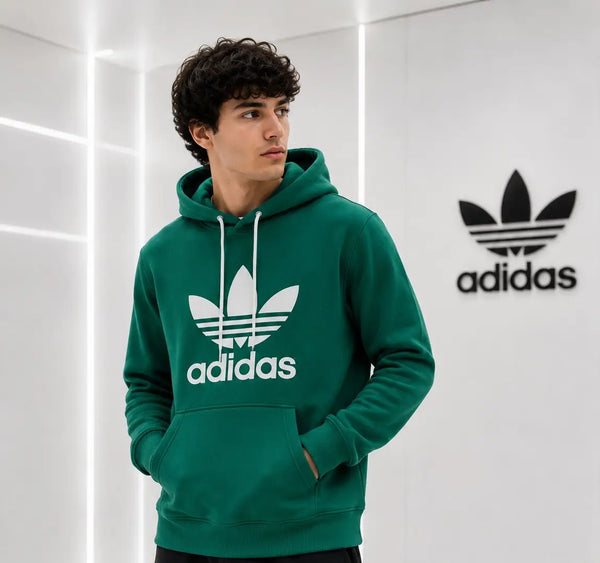 Adida s Green Logo Print Premium Classic Hoodie