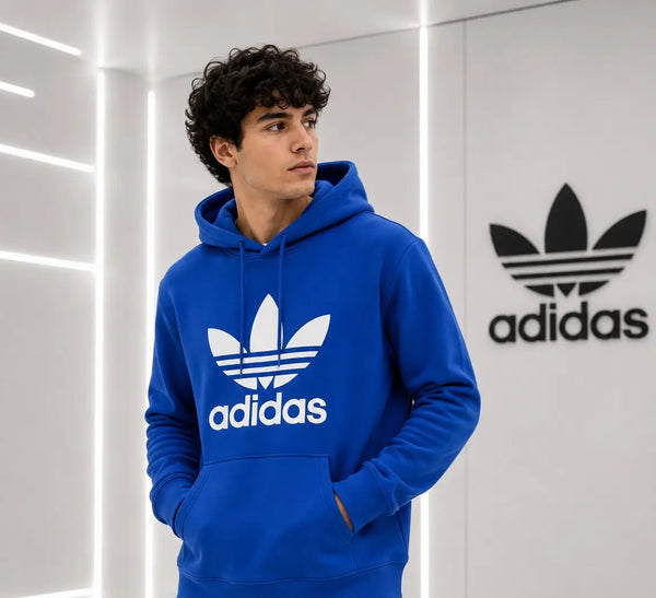 Adida s Blue Logo Print Premium Classic Hoodie