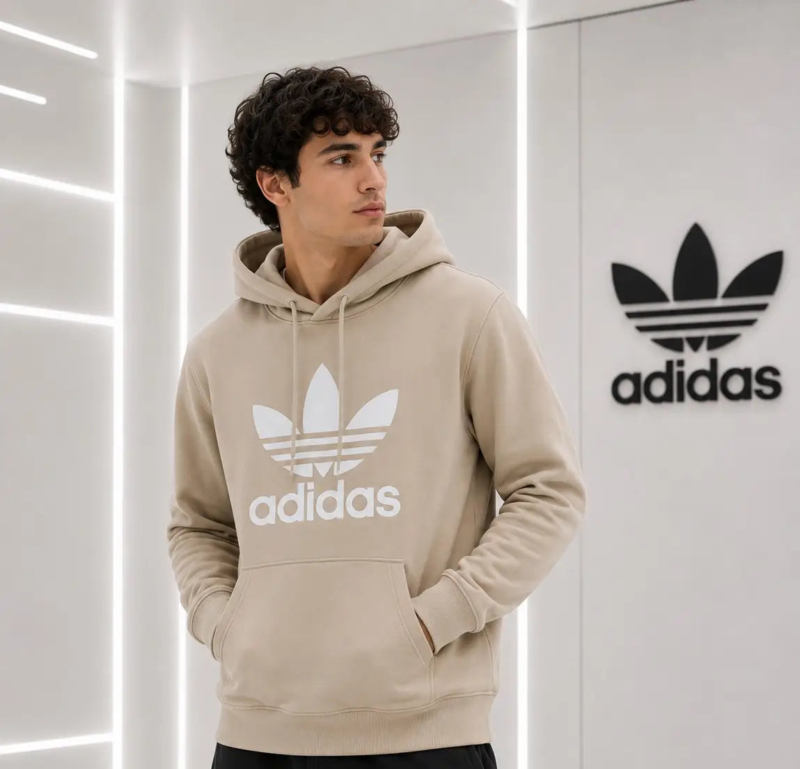 Adida s Cream Logo Print Premium Classic Hoodie Main image