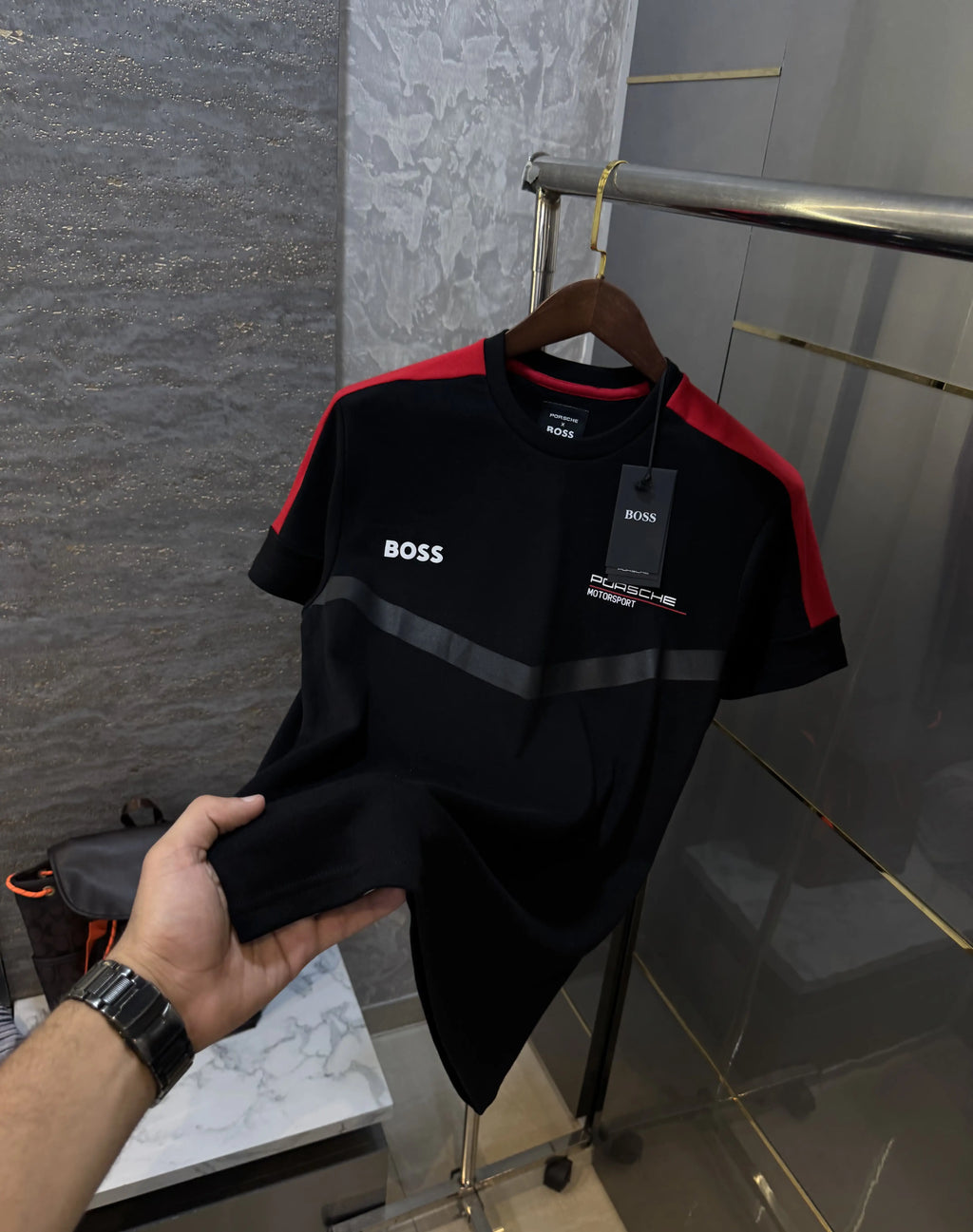 Hugo  Bos s X Porsche Black Logo Work Premium Polo T-shirt