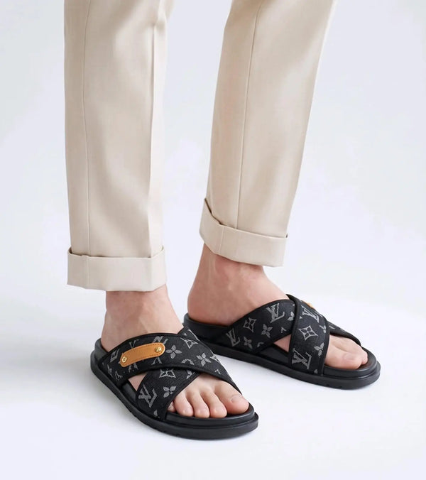 Louis_Vuitoon Cross Denim Black Slide