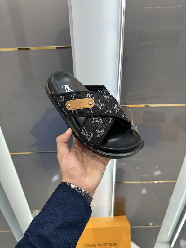 Louis_Vuitoon Cross Denim Black Slide
