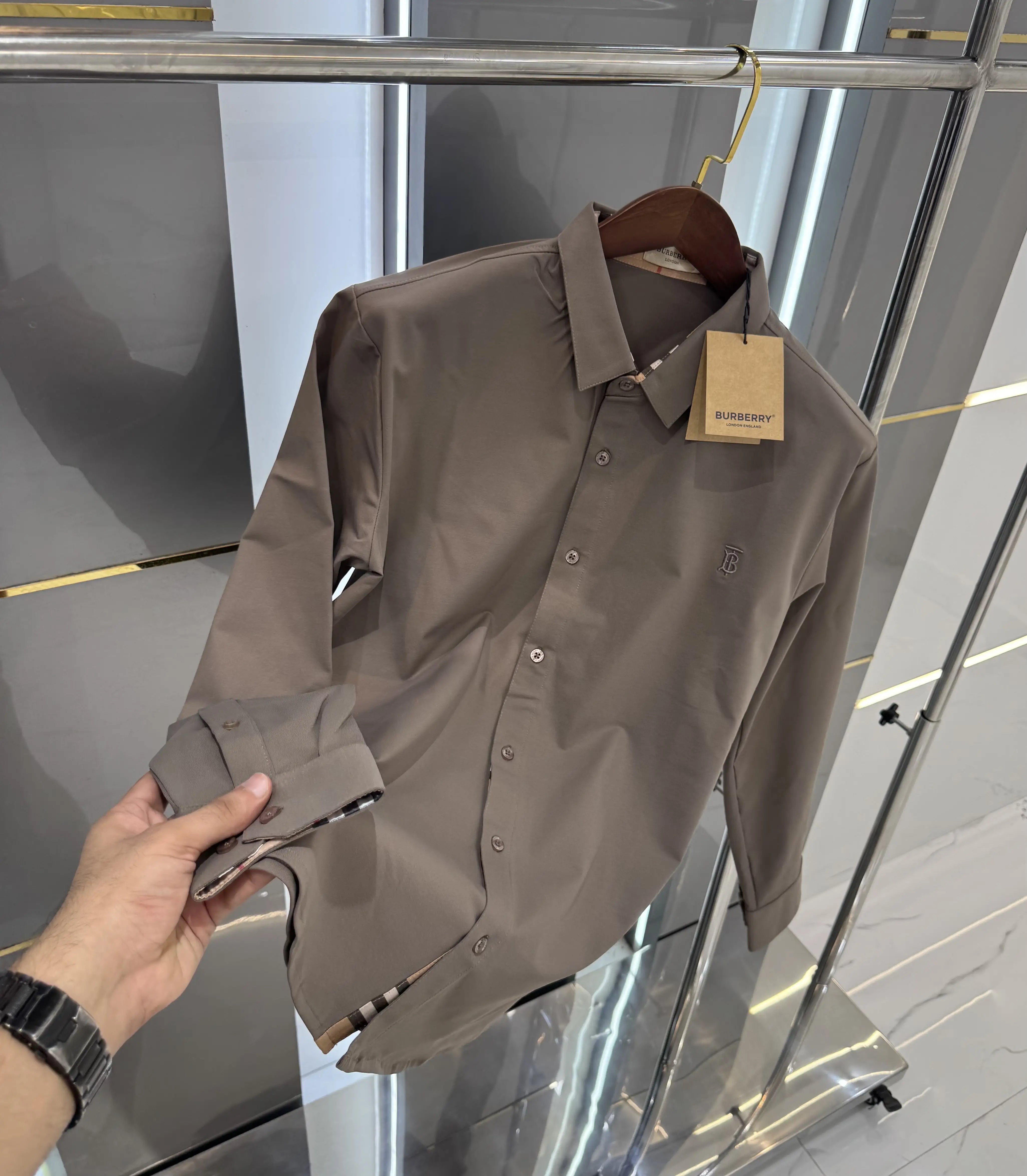 Burberr y Dark Grey Imported Premium Shirt Main image