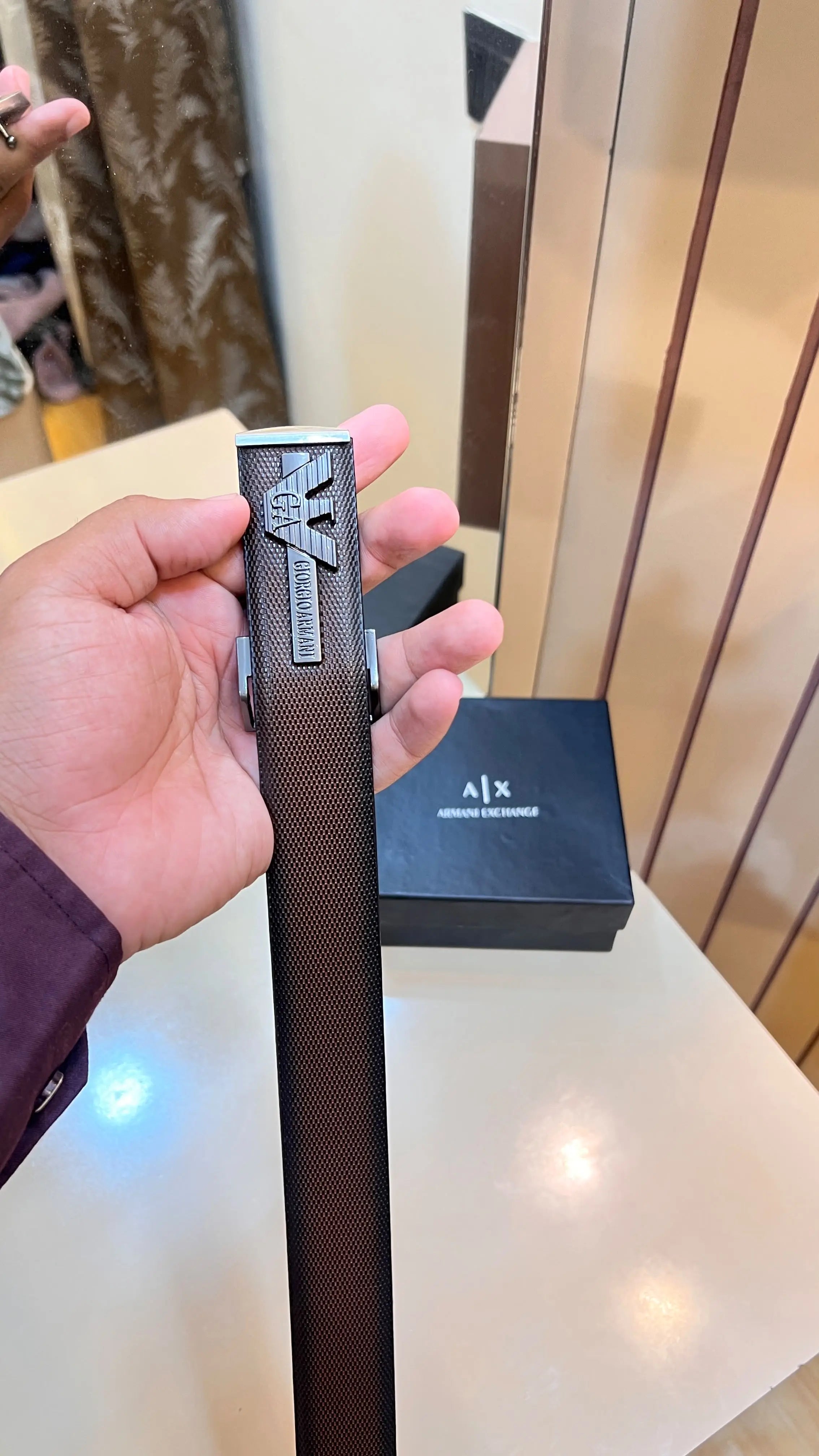 AX ARMANI EXCHANGE PREMIUM QUALITY IMP BELT WITH OG BOX AX-526