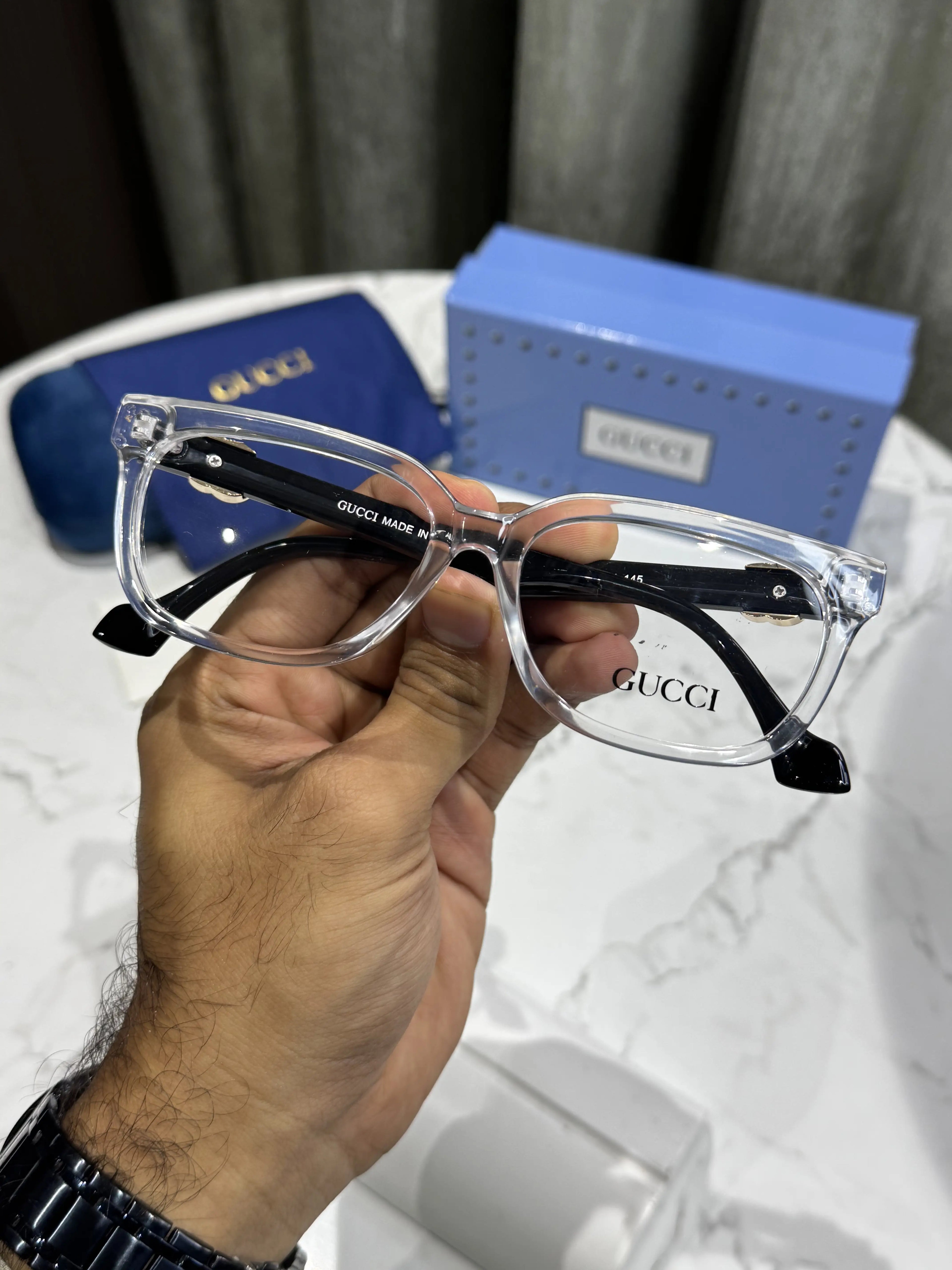 Gucc i Ice Black Glossy Premium Glasses 1537
