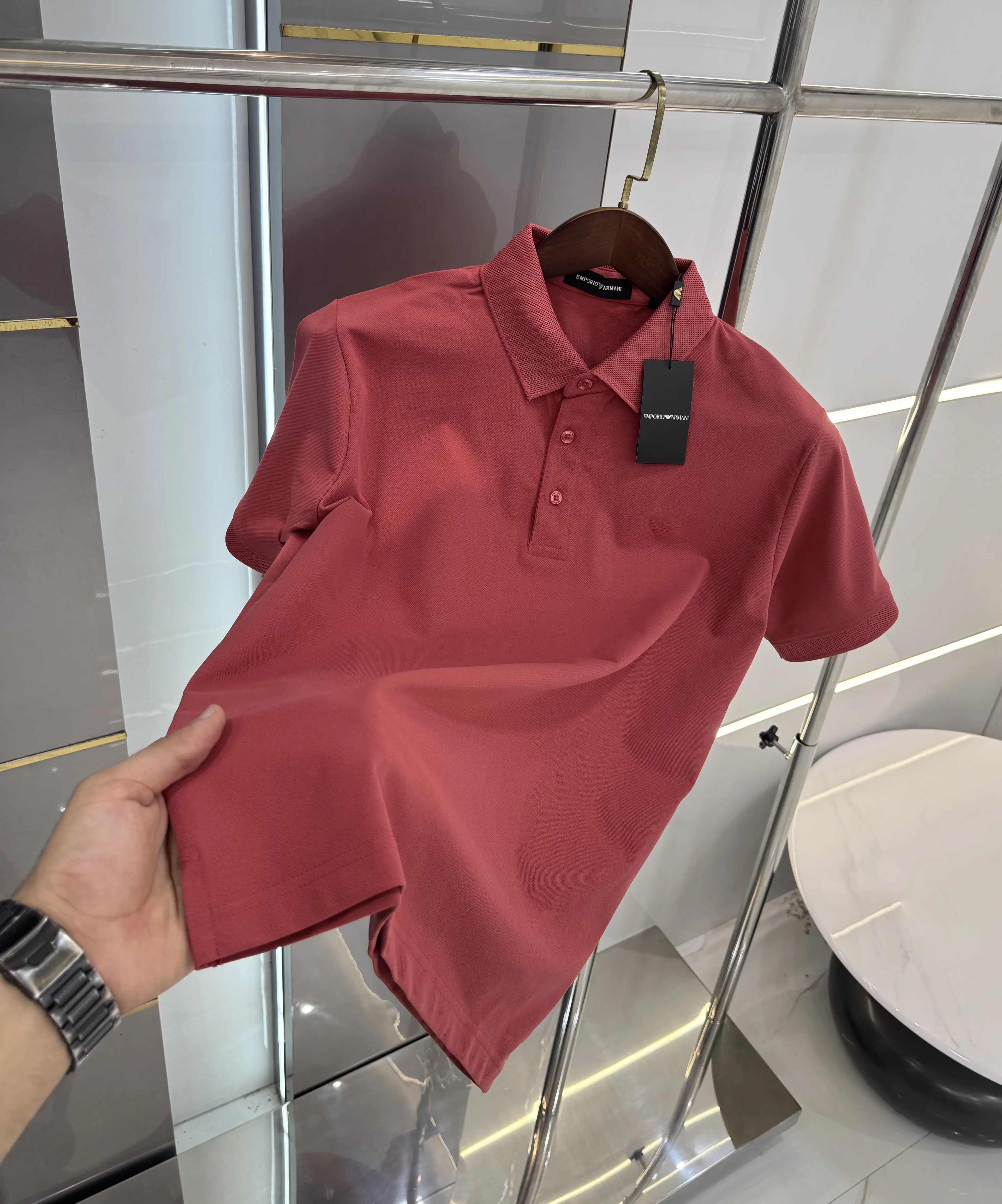 Emporio Arman i Milange Logo Work Premium Polo T-shirt