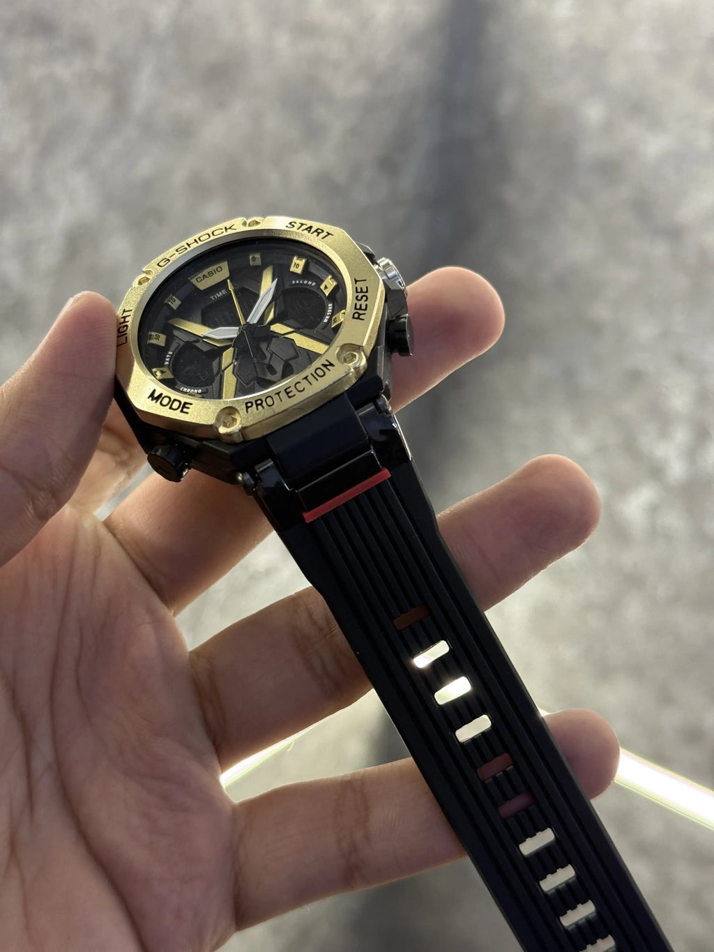 Casio Gshock Digital Analog Gold Black 112