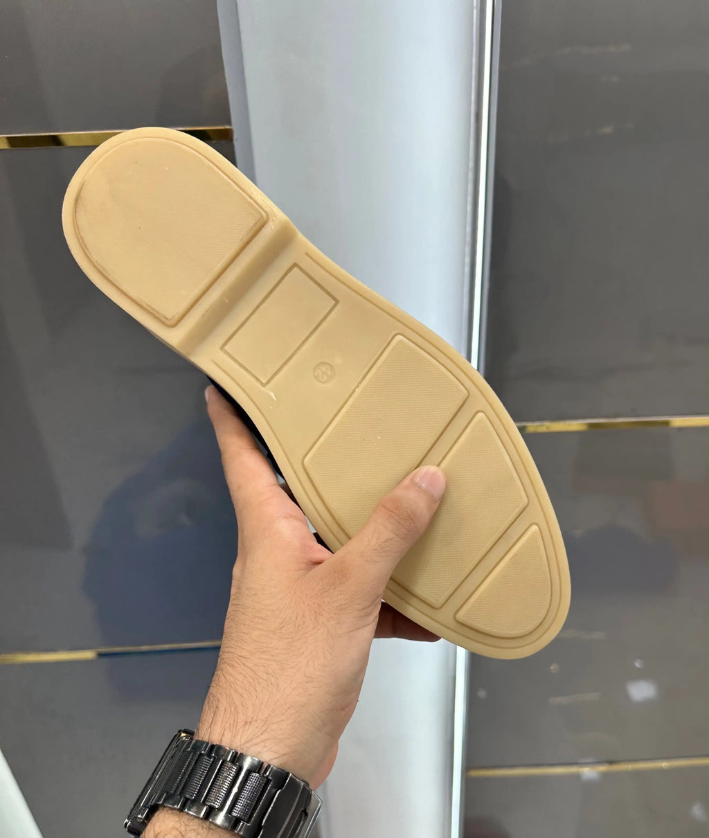 Loro_Piana Key Lock Slip-Ons Blue