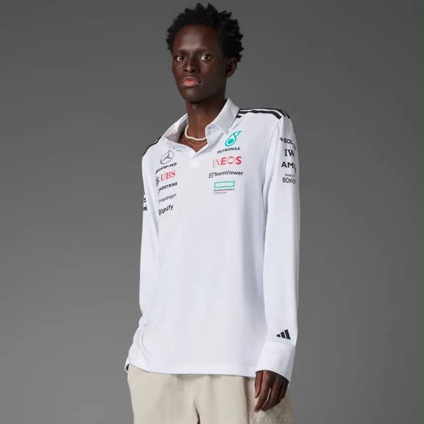 Adida s White Logo Work Premium Full Sleeve Polo T-Shirt