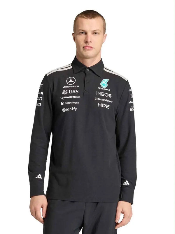 Adida s Black Logo Work Premium Full Sleeve Polo T-Shirt